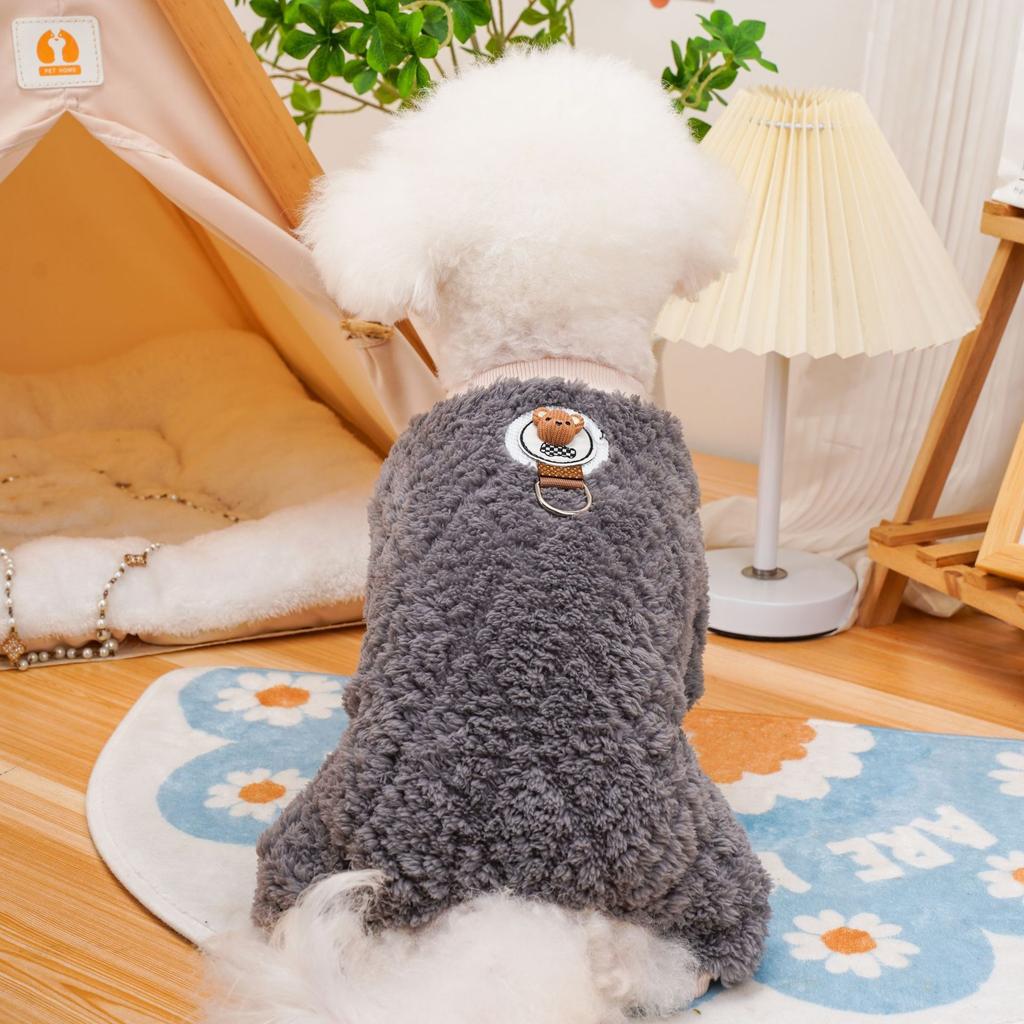 Autumn and Winter Plush Jumpsuit for Pets Puppies Cats Teddy Bears Plush Four Legged Clothes Teddy Bears Small Dogs Pajamas