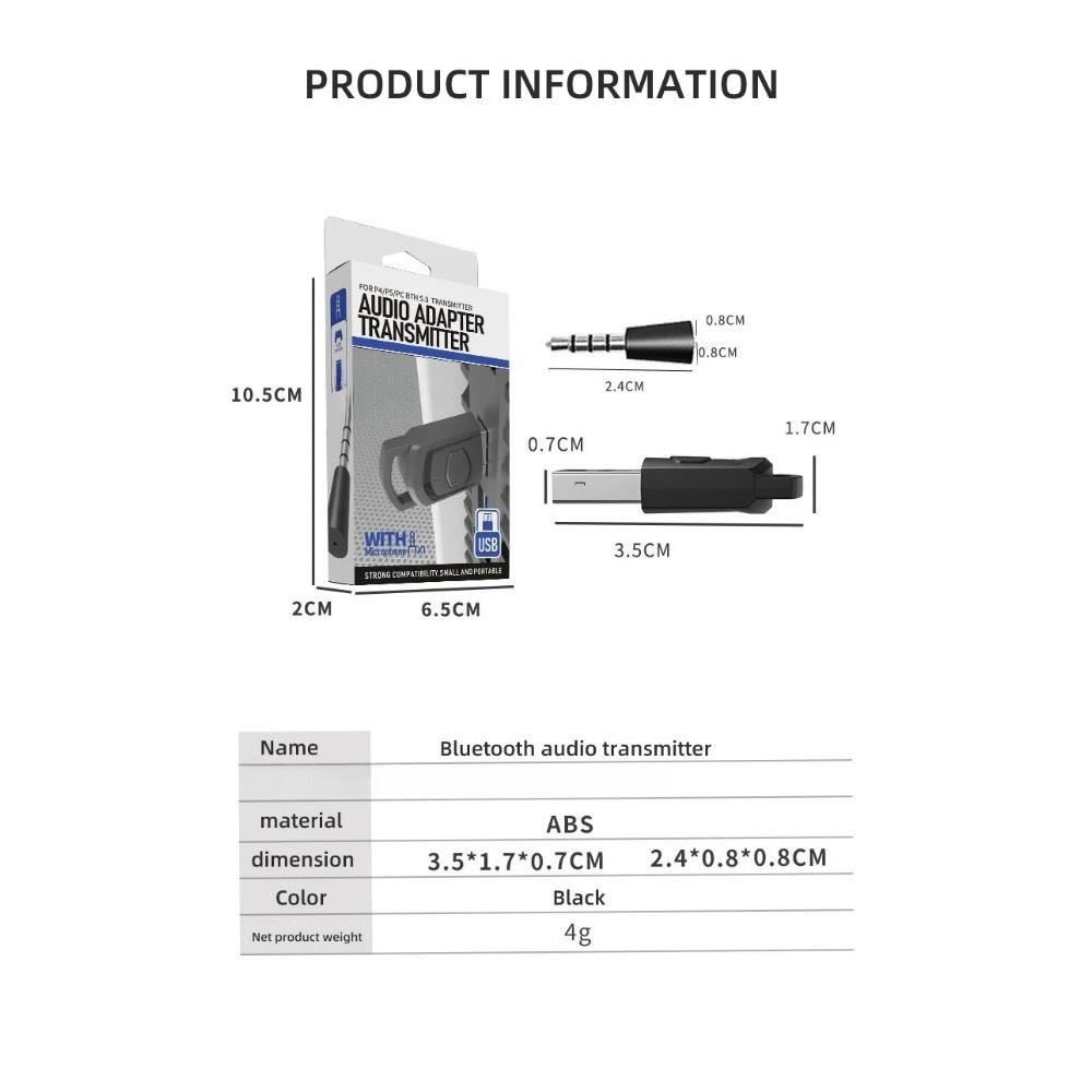 Bluetooth Audio Adapter Kabelloser Kopfhörer Adapter Empfänger für PS5/PS4 Spielkonsole PC Headset 2 in 1 USB 5.0 Audio Sender