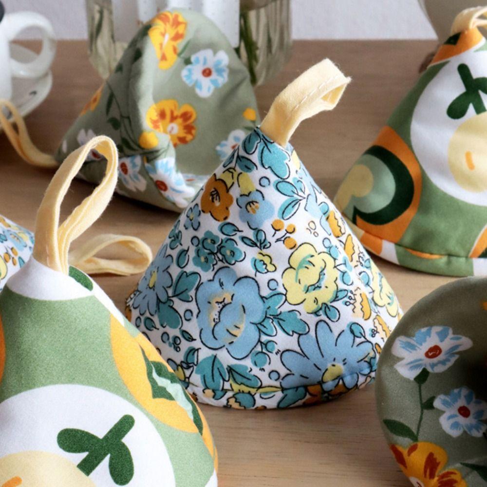 Anti-Scalding Triangle Pot Hat Floral Print Kitchen Pot Lid Sleeve Pot Hat Cover  Kitchen