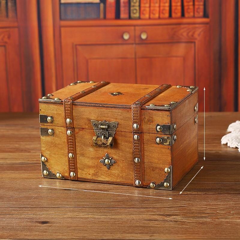 Wooden Storage Vintage Box With Lid For Desk And Shelf Organization Decoration
