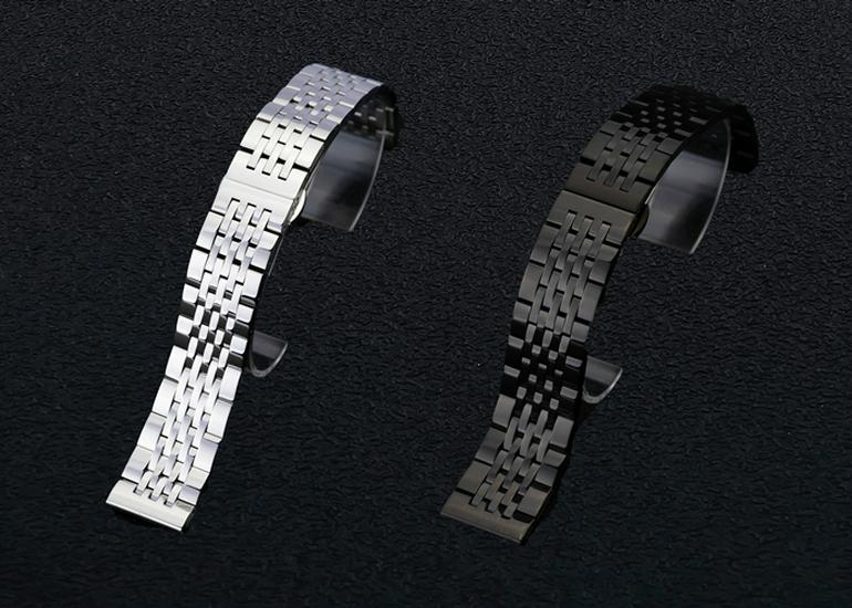 Stainless Steel Seven-Bead Watch Strap for Tissot T41, Elbow 12-24mm
