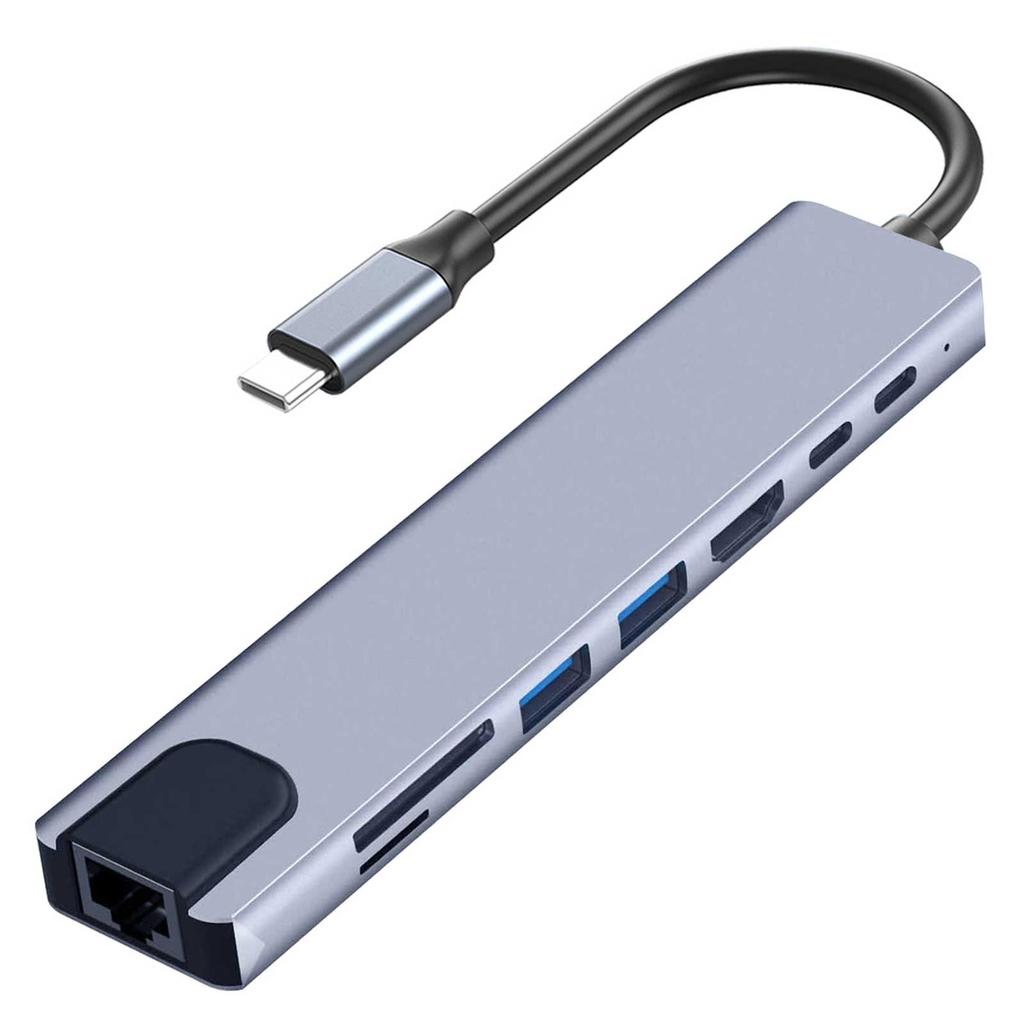 Xiaomi USB C Hub 8 In 1 Type C 3.1 To 4K HDTV Adapter with RJ45 100Mbps SD/TF Card Reader PD Fast Charge for MacBook Notebook Laptop