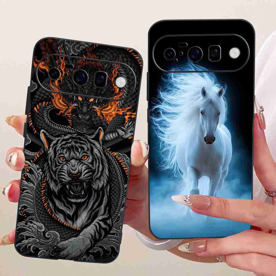 For Google Pixel 10 5G GK2MP Case Silicone TPU Black Cover For Google Pixel10 GLBW0 GL066 Retro Animal Cartoons Phone Cases Capa