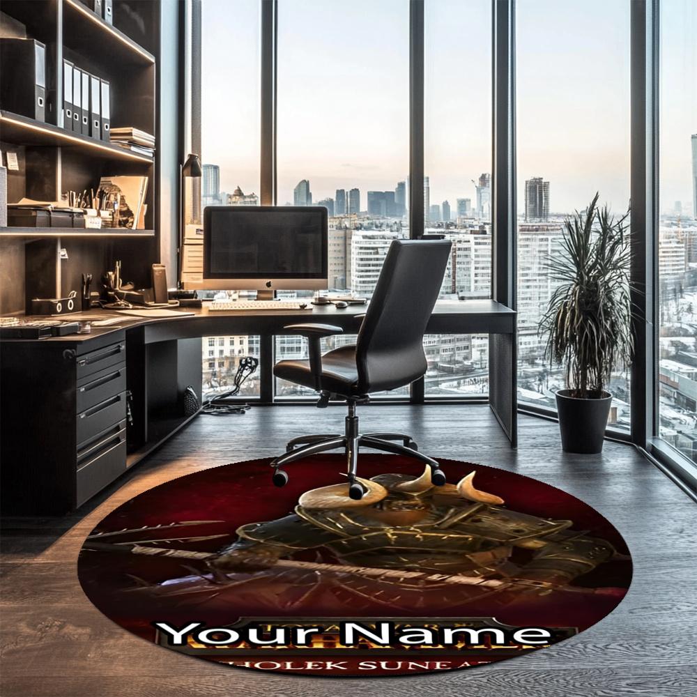 Custom Name Total War Warhammer Printed Round Rug Carpet Chair Rug Area Rug Entryway Doormats,for Office Chair Living Room Bedroom Kitchen Room.