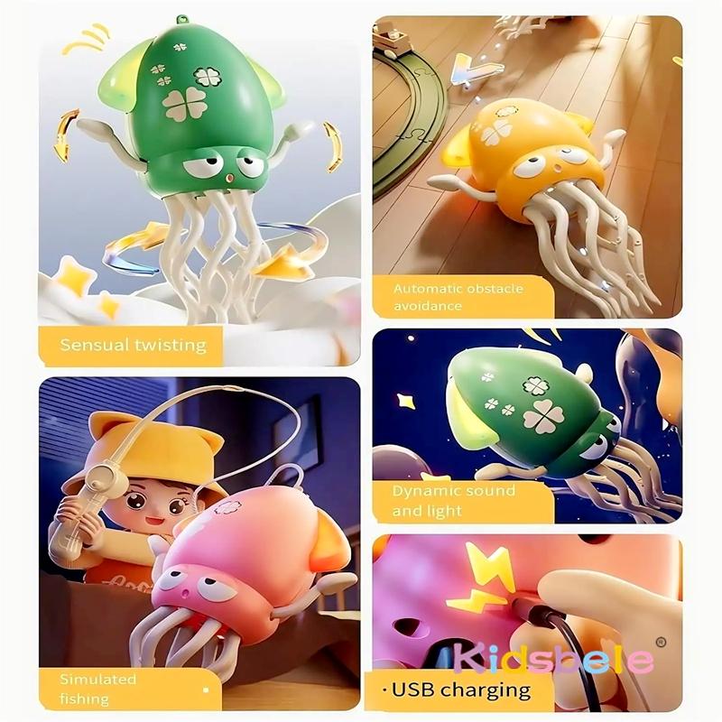 Fun Electric Automatic Obstacle Avoidance With Lights & Music Dancing Octopus Rechargeable Stress Relief Toys for Kids & Adults