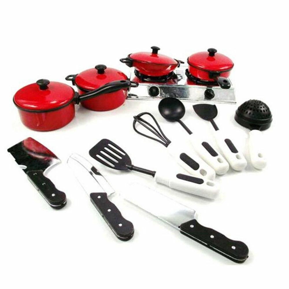 Delightful 13pcs Kid Play House Toy Kitchen Utensils Cooking Pots And Pans Set