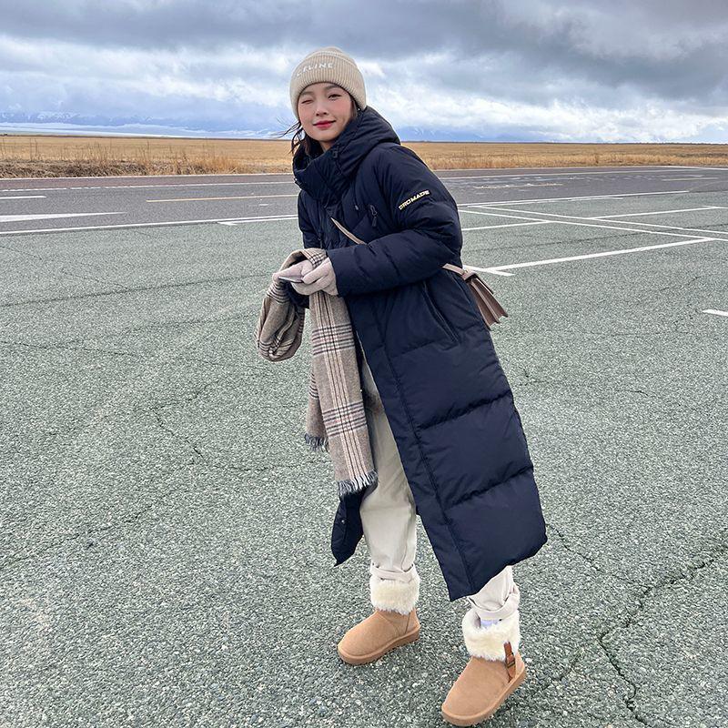 

Женское зимнее длинное модное пуховое хлопковое пальто 2025 года – Утепленная и теплая верхняя куртка L (suggested 105-120 catties) чёрный