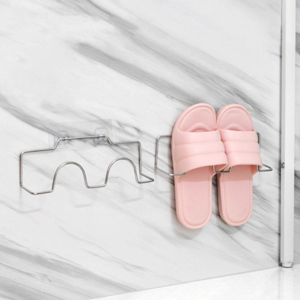 

Stainless Steel Double-layer Shoes Holder Puch-free Slipper Storage Rack Shoes Rack Bathroom
