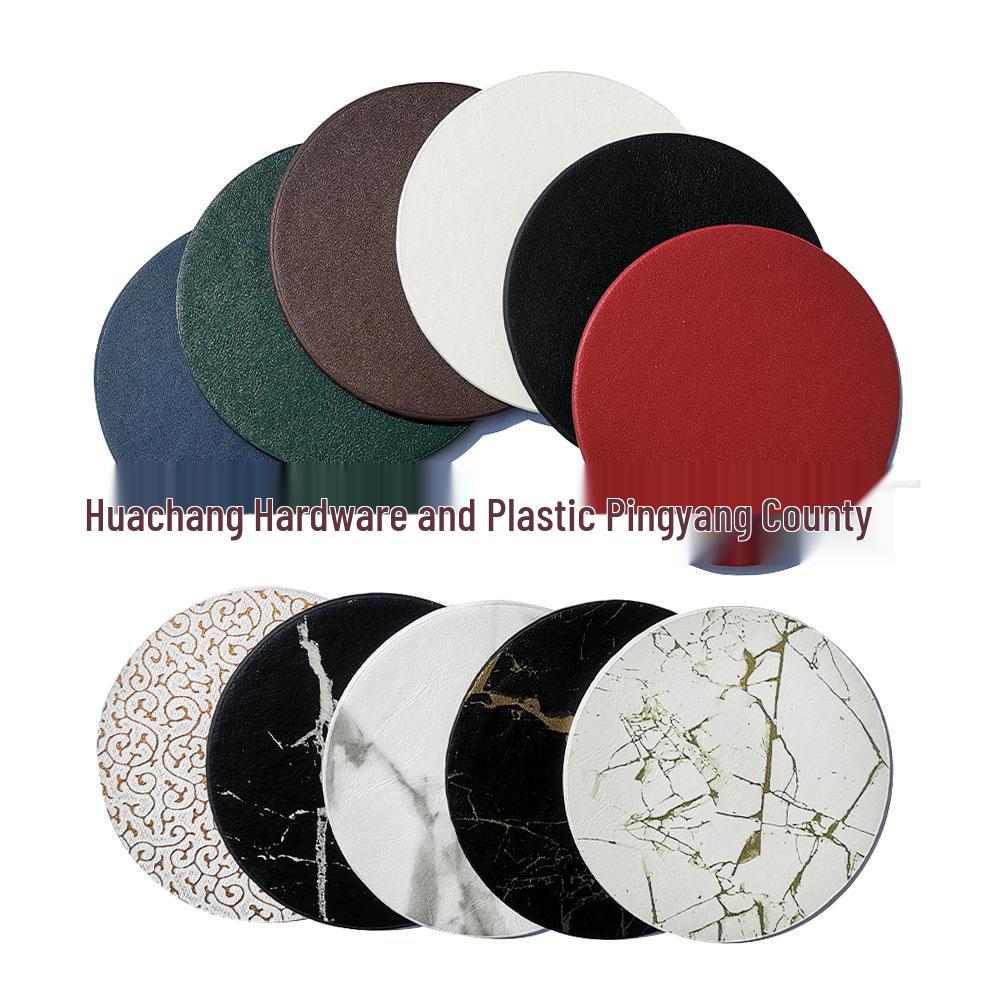 PU Heat-Resistant Non-Slip Round Leather Coaster Placemat - High Temperature Insulation Pad
