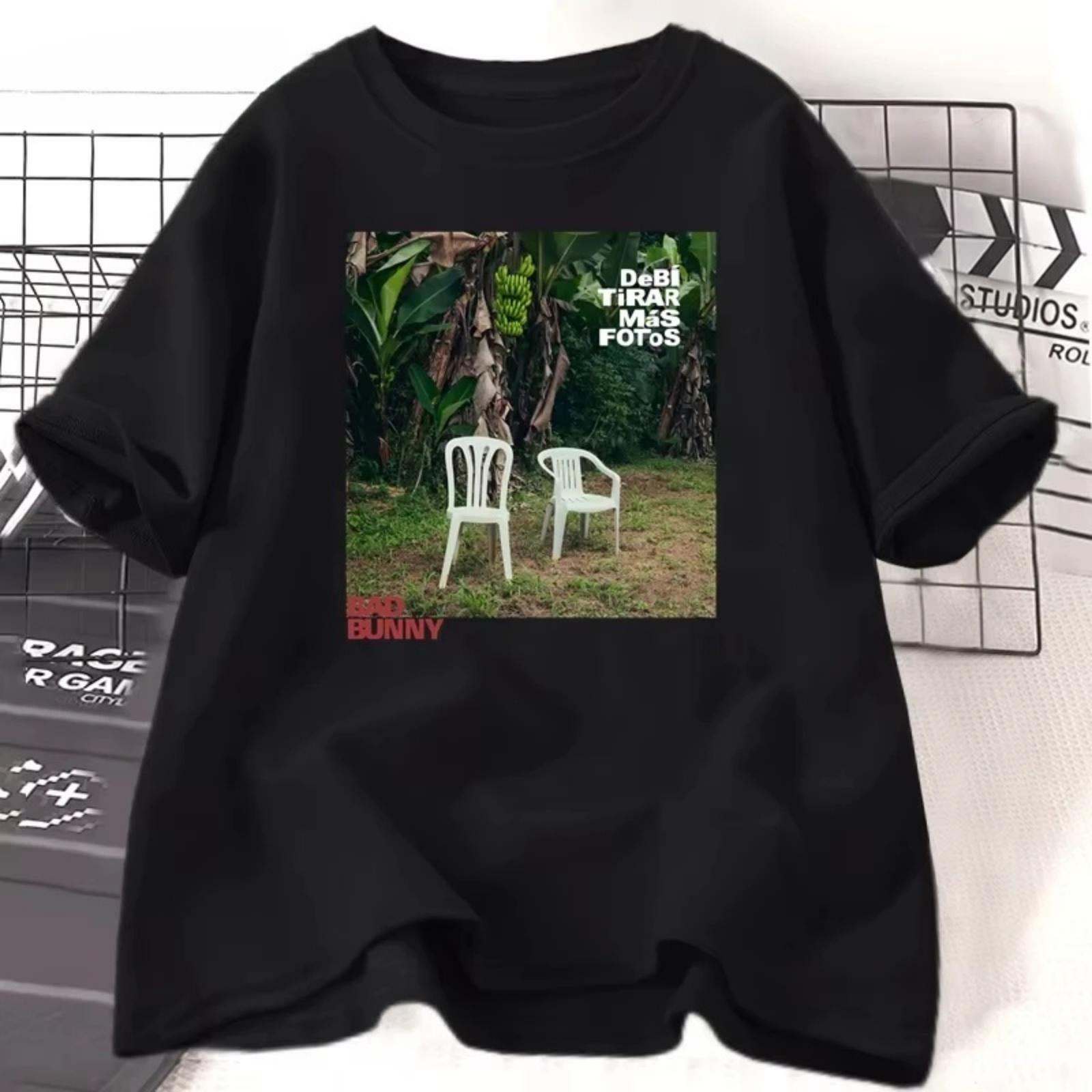 

Bad Bunny Деби Тирар Мас Фотос Футболка Альбом Женская Футболка с Коротким Рукавом и Круглым Вырезом Унисекс Уличная Одежда Мерч Bad Bunny Футболки Одежда S чёрный