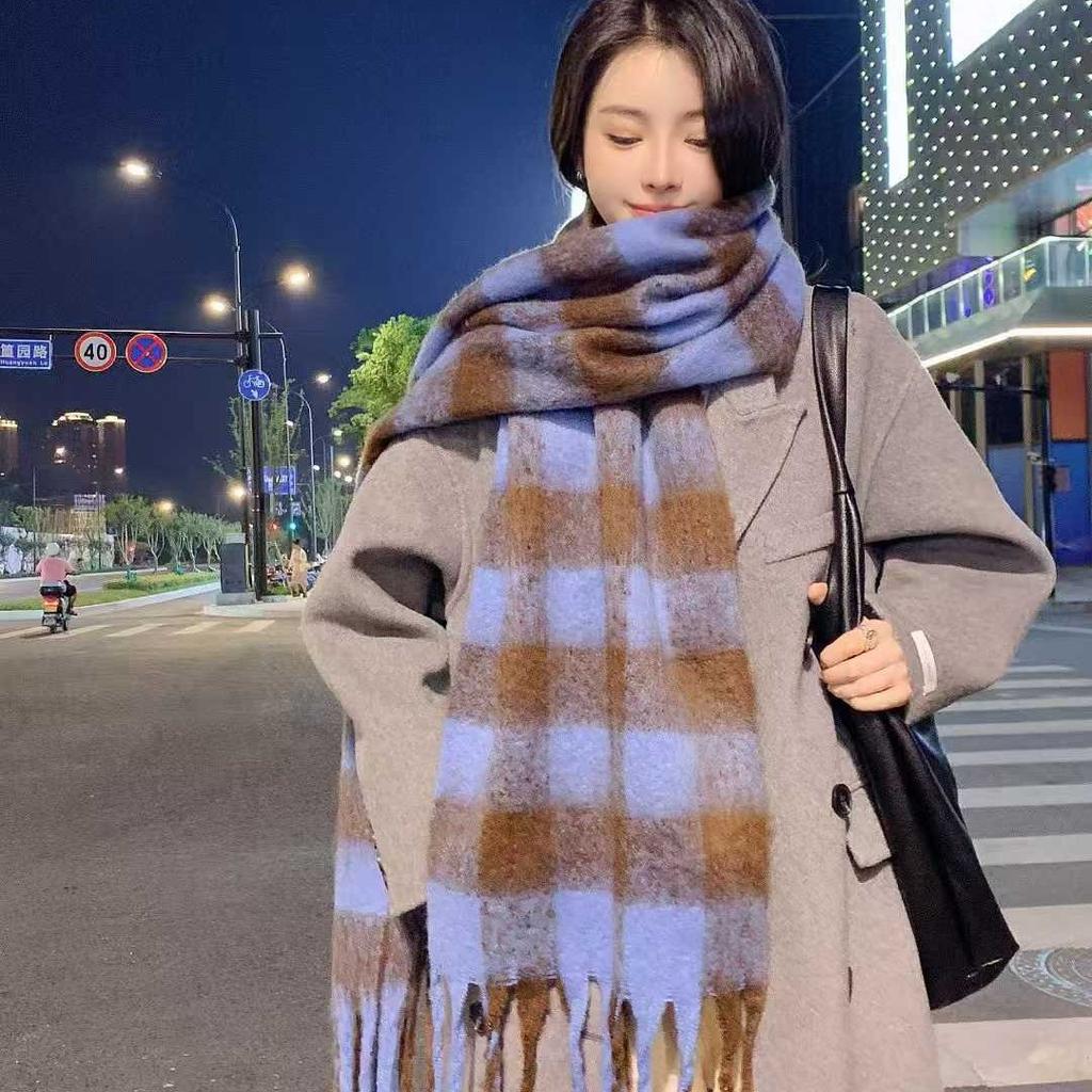 Shuxin Scarf Women's Winter Korean Version Versatile Imitation Cashmere Shawl Thickened Scarf Plaid Atmosphere