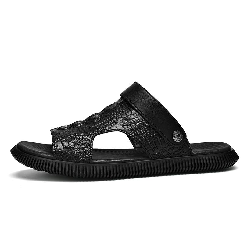 Summer Classic Men's Sandals Genuine Leather Soft Breathable Shoes Designer Beach Roman Brand Sandals Leather Men Sandals Slides