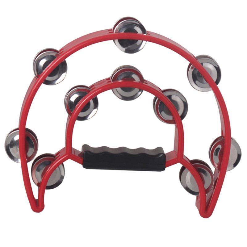 Musical Tambourine Handbell with Double Row Metal Jingles Percussion Drum Party Gift Percussion