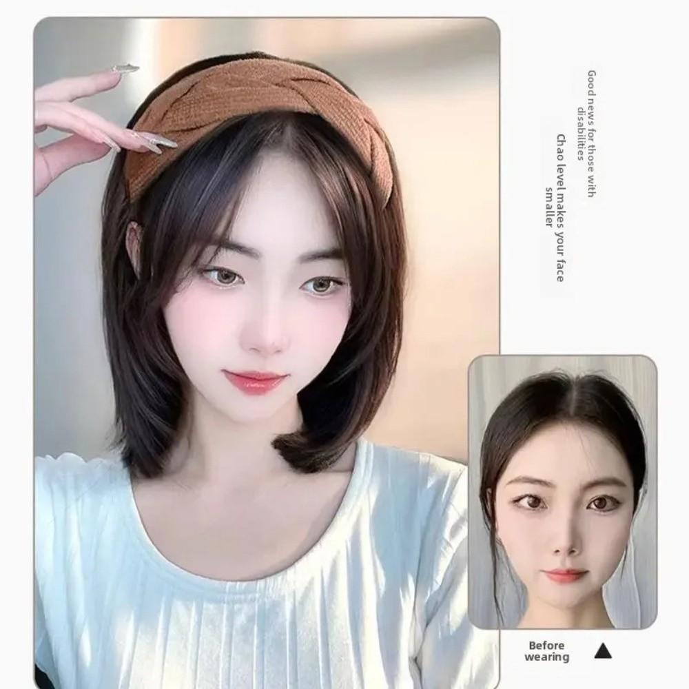 New Hair Extension Synthetic Headband Natural Replacement Wig Clip Straight Hair Hair Band Women