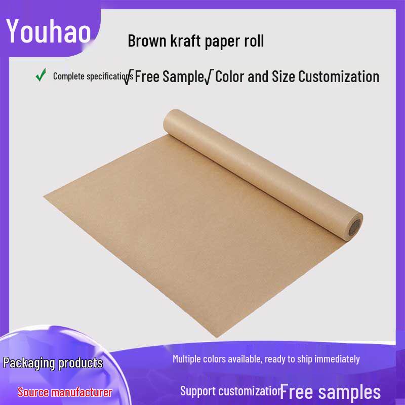 

Рулон крафт-бумаги из первичной древесной целлюлозы с тубой для многоцветной подарочной коробки, каллиграфии, букета, упаковки в лесной тематике Light brown with tube, 30cm x 5m