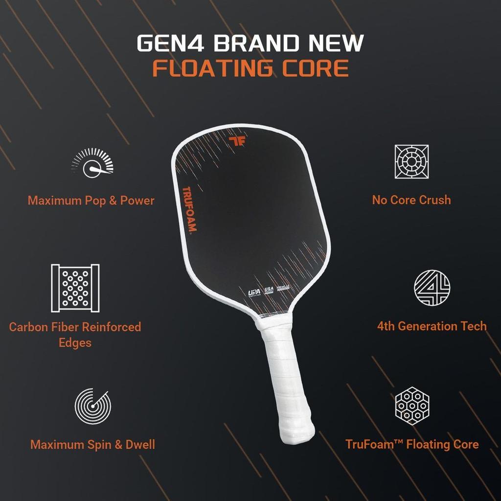 CRBN Co-brand Gen5 Hot Press Toray T700 Carbon Fiber Pickleball Paddle TruFoam Foam Core Professional Tournament Racket