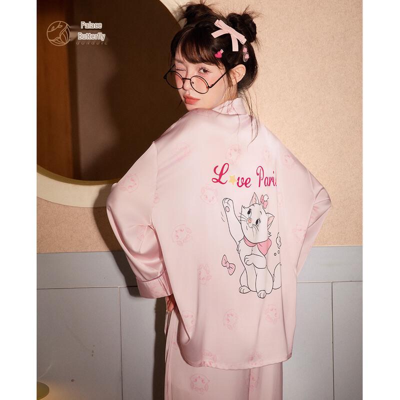 Women s Disney Marie Cat Long-Sleeve Ice Silk Pajama Set L