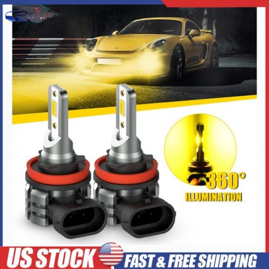 Pair AUXITO H11 H8 H9 H16JP LED Fog Light Bulbs 3000K Super Bright Lamps 80000LM
