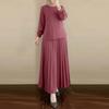 ZANZEA Completi casual da donna a due pezzi: camicetta a maniche lunghe e gonna a pieghe