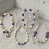 Women's Amethyst & Freshwater Pearl Adjustable Bracelet – Light Luxury Crystal Design