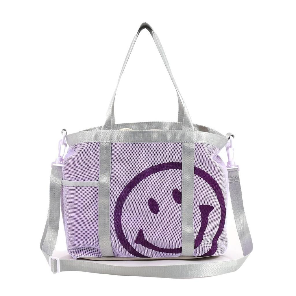 Cuco SMILEY Net Print 2-Way Tote Bag (A4 Compatible), 2513111708, Purple (590)