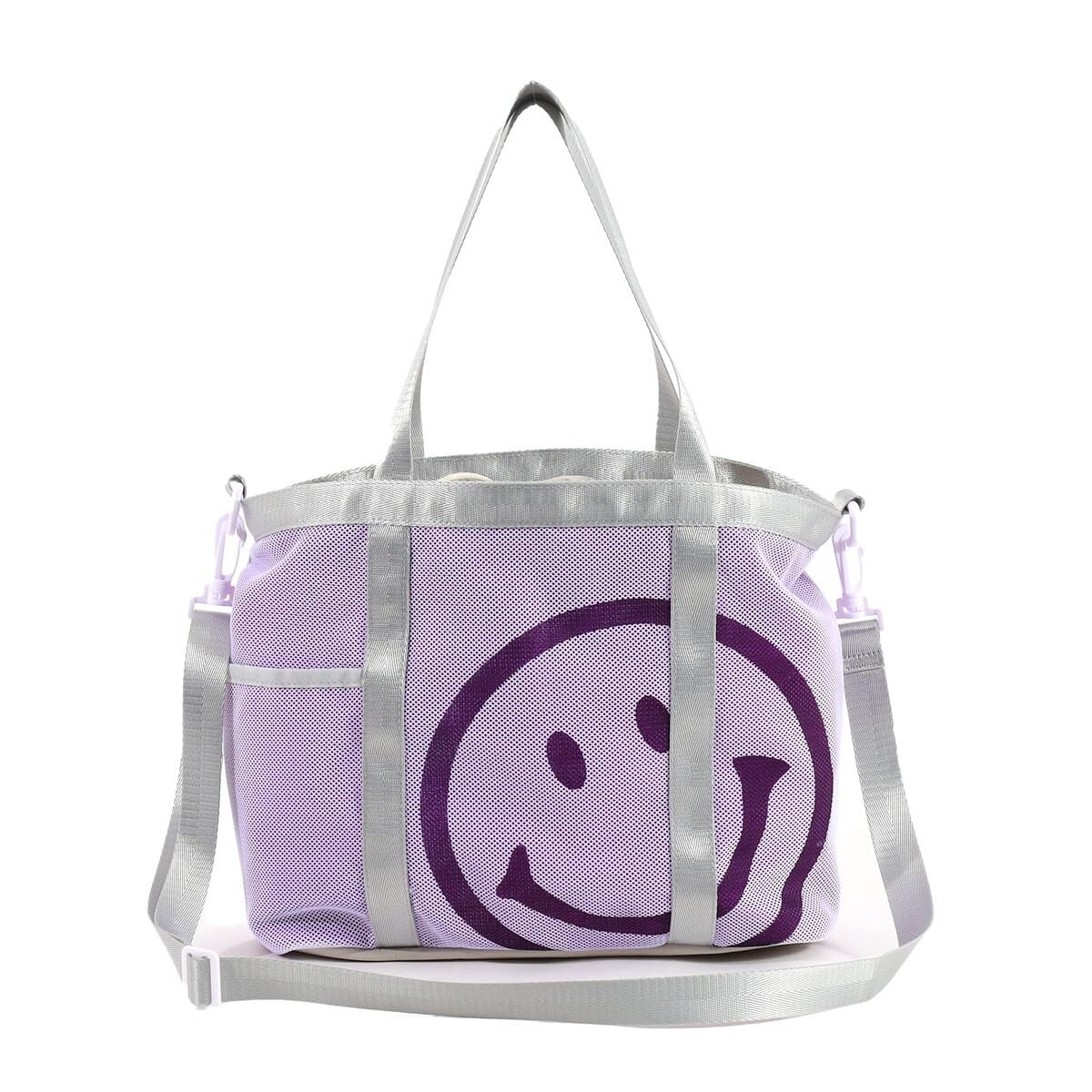 

Cuco SMILEY Net Print 2-Way Tote Bag (A4 Compatible), 2513111708, Purple (590)