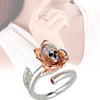 Inlaid Zircon Copper Ring Flower Skull Shape Adjustable Women Accessory Jewelry