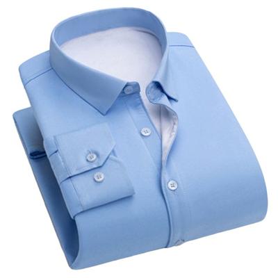 Erkekler Sonbahar Kış Iş Gömlek Yaka Uzun Kollu Tek Göğüslü Resmi Gömlek Slim Fit Düz Renk Kalın Polar Astar Gömlek Tops
