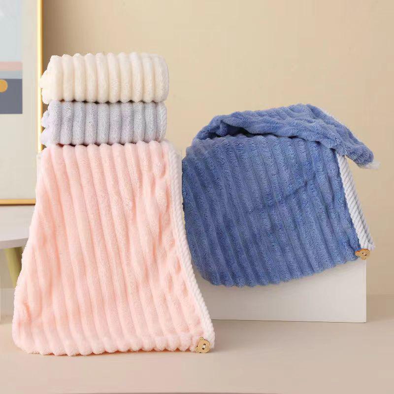 Wave Pattern Dry Hair Cap Towel Thickened Soft Strong Water Absorption Cute Quick-Drying Headband
