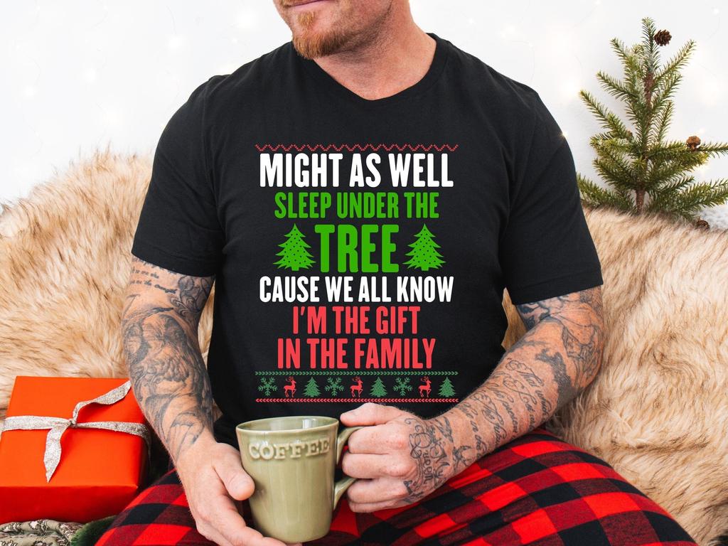 Funny Christmas Tee, Might as Well Sleep Under The Tree Shirt