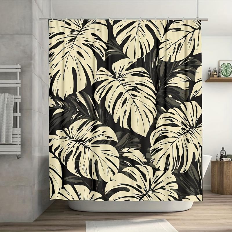 

Black & White Monstera Leaf Shower Curtain – Tropical Large Foliage Print, 2D Flat, Polyester, 70.8 X70.8 Inch W60H190(CM)-1 Pcs