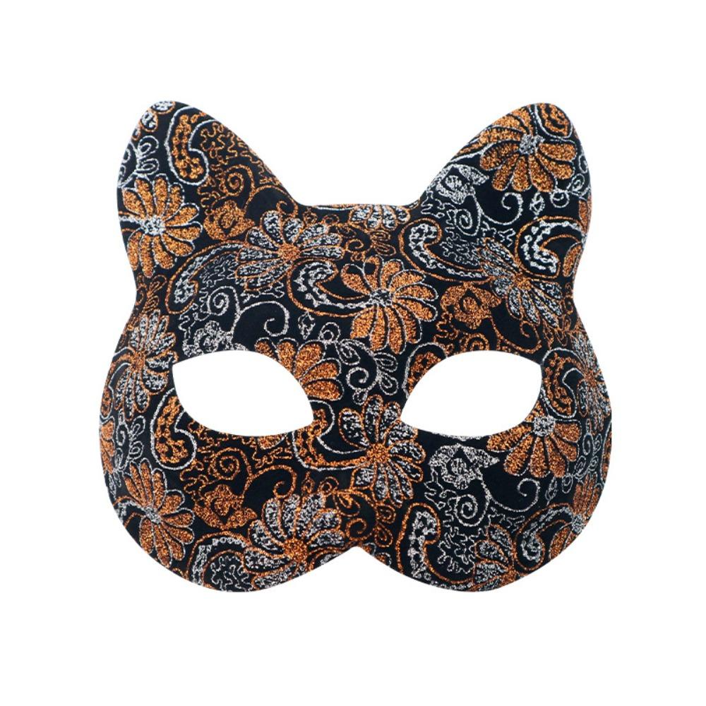Flower Halloween Masquerade Mask Plastic Half Face Mask Retro Cat Face Masks  Women