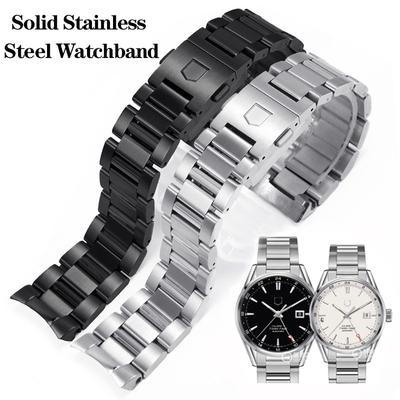ONENew 22mm 24mm Solid Stainless Steel Watchband Bracelets Silver Black Curved End Link for TAG Heuer Cal-era Watch Band Men StrapsMN