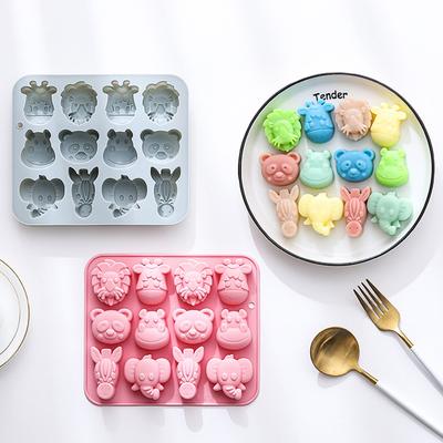 Animal Chocolate Mold - Cute Silicone Candy Mold With Panda, Elephant, Hippo, Lion Shapes, Multi-Purpose For Chocolate, Jelly