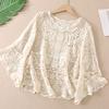 DIMANAF 2025 New Summer Basic Shirt Women Lace Blouse Short Tops Tees Casual Loose White Short  Tees