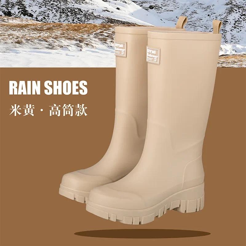 Fashionable Rain Boots for Women Thick Soles Versatile Korean Version Non-slip Wear-resistant, Casual Adult Outdoor Rubber Shoes