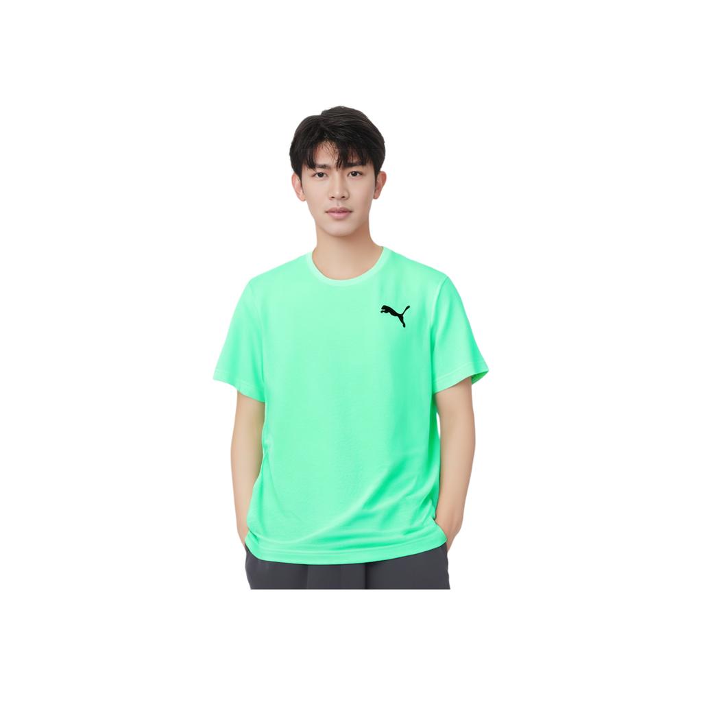 Puma Logo Print Casual Sports Crew Neck Short Sleeve T-Shirt Men Tops Green 584369-05
