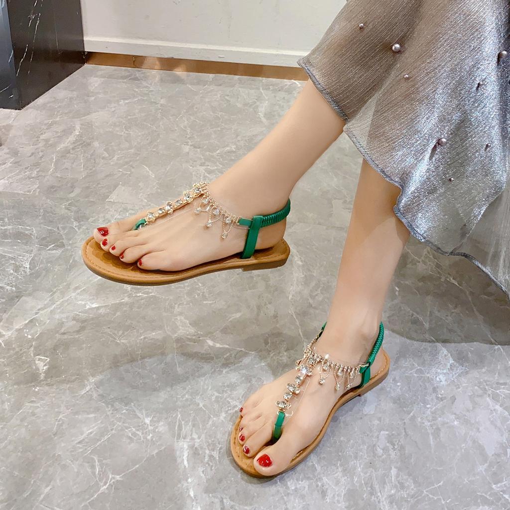 Moda Comemore Sandali Bassi Estivi Donna Ciabatte con Clip Cristallo Scarpe Donna Spiaggia Casual Slip-on Infradito Sandalias Femininos