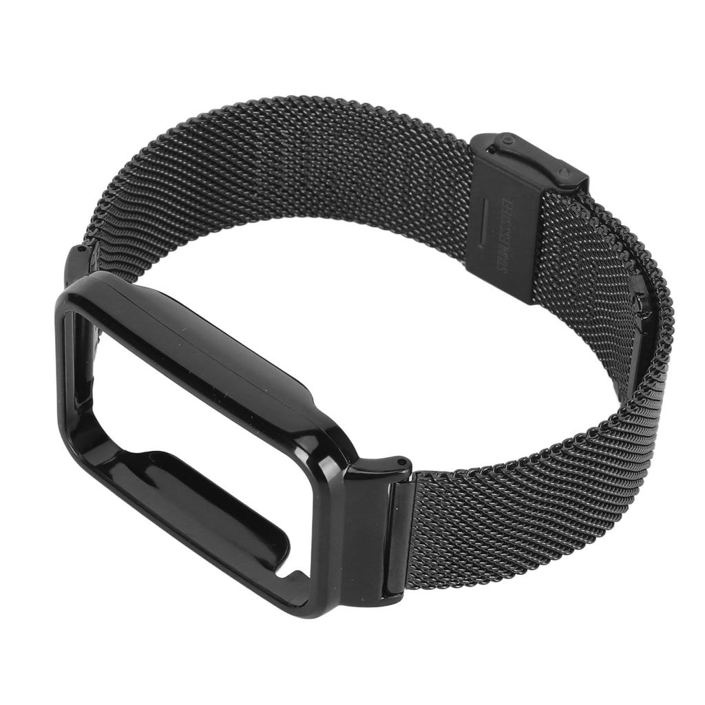 Edelstahl-Netzarmband mit schwarzem Stoßfängergehäuse Ersatzzubehör Passend für Band 7 Pro