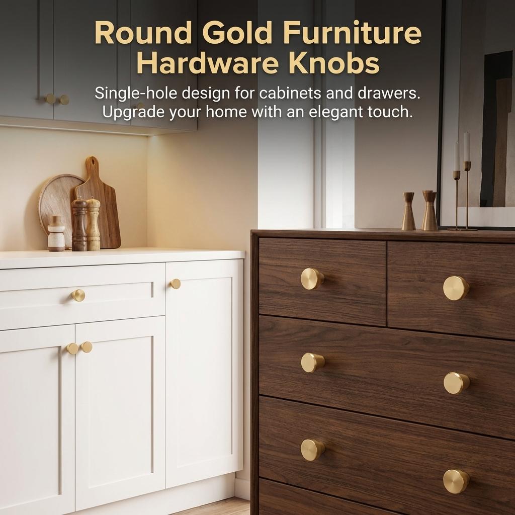 Aluminum Alloy Round Cabinet Knob Single Hole Furniture Handle Durable Corrosion Resistant Hardware for Drawer Wardrobe Door