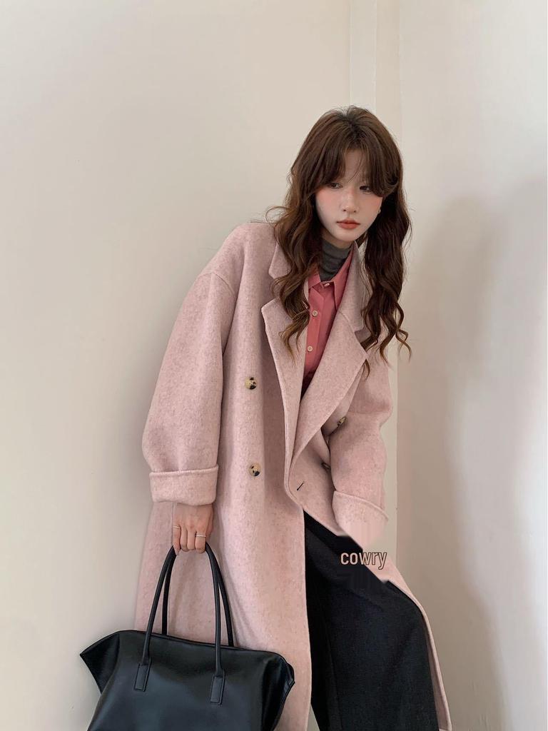 2025 High-End Handgenähter Doppelseitiger Wollmantel für Damen: Eleganter & Vielseitiger Herbst/Winter-Stil