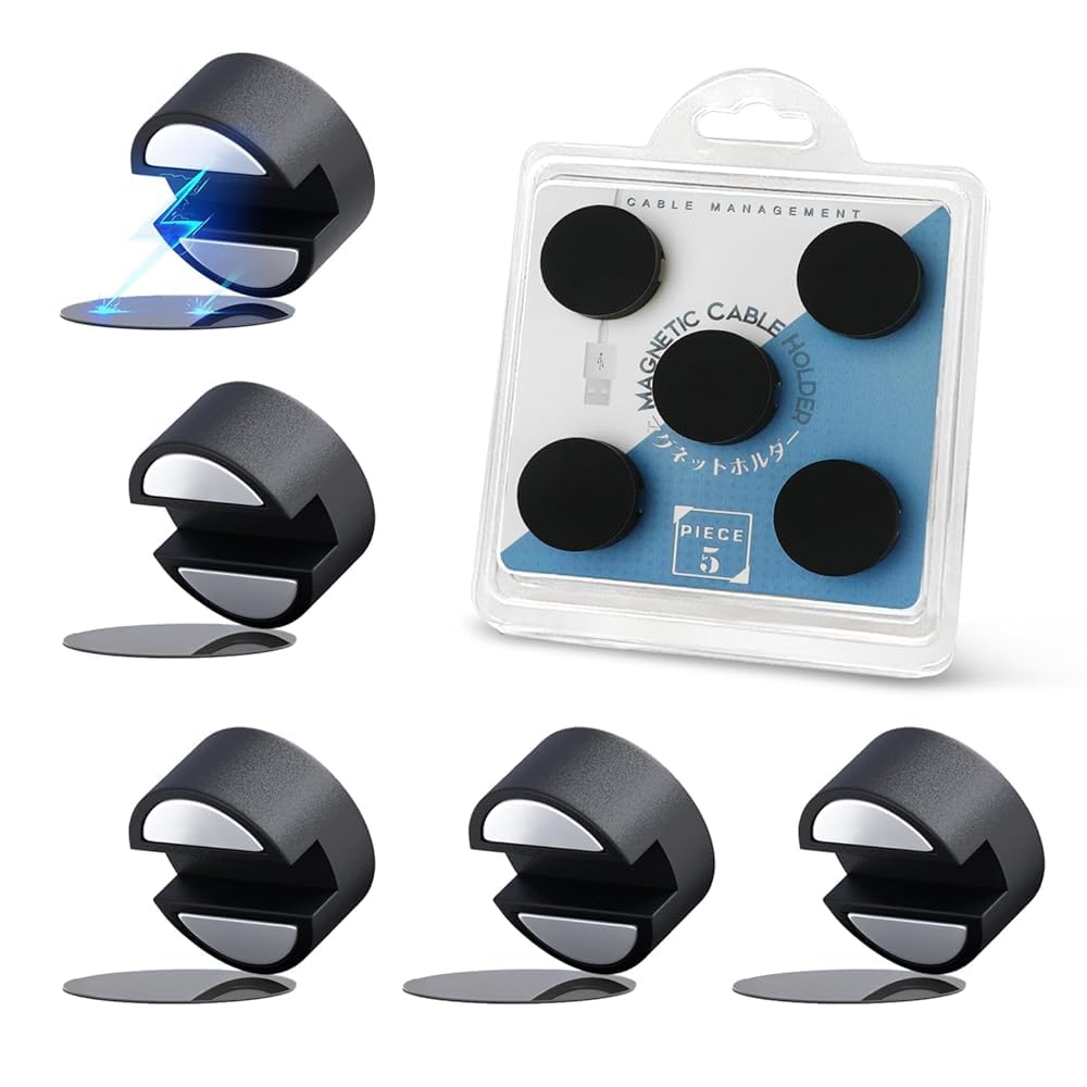 Maveek Super Strong Magnetic Cable Holder, New Magnetic Holder, Cable Clip, Cable Management System, Drop and Loss Prevention, with Metal Plate,