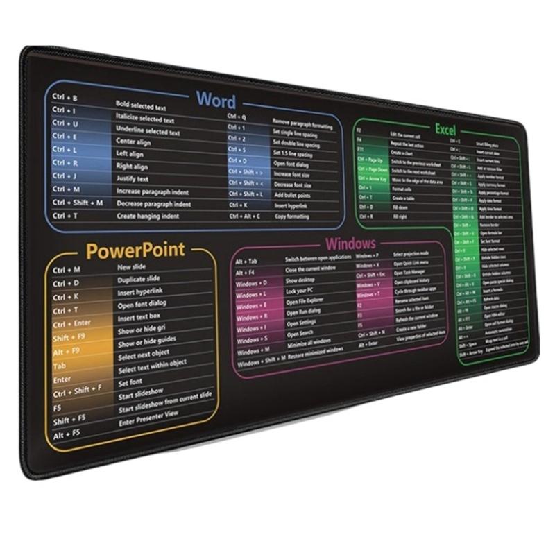 Large Keyboards Mouse Pad Featuring Excels Word Shortcut for Office Software Use and Gaming with Waterproof