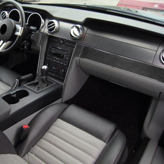 5pcs Carbon Fiber Dashboard Storage Panel Cover Trim For Ford Mustang 2005-2008