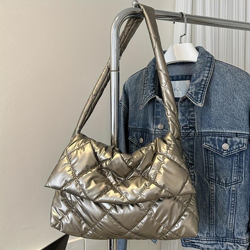 Women Space Designer Shoulder Bag Winter Down Padded Quilted Large Capacity Handbag Shopper Tote Bag