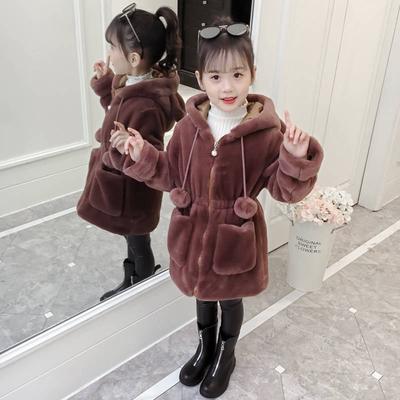 Children/'s Overcoat Coat Girls Autumn Winter Imitation Mink fox fur Thick Jacket