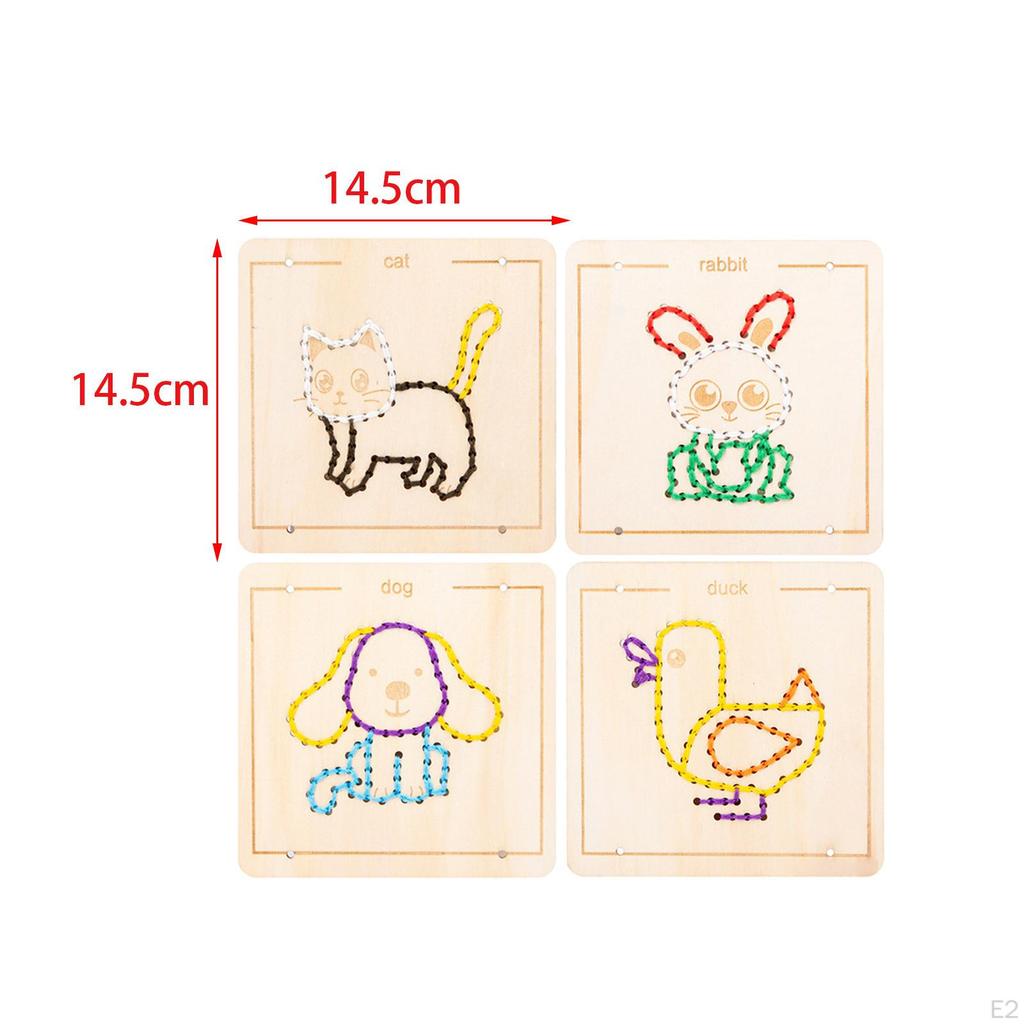 Cartoon Pattern Lacing Toy Set for Children with Hand Eye Coordination Focus