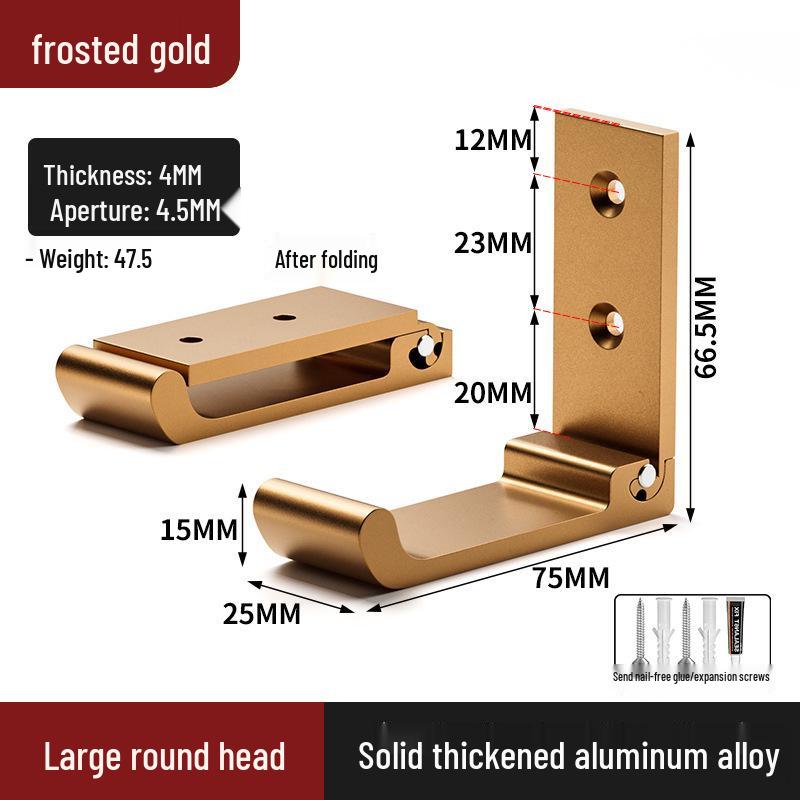 Black Aluminum Alloy Folding Wall-Mounted Coat Hook - Punch-Free, Solid Single Hook