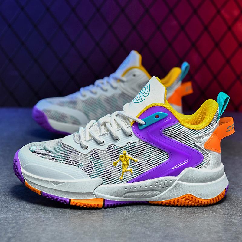 Boys basketball shoes 2025 spring and summer new boys mesh medium and older children's shoes training wear-resistant running shoes