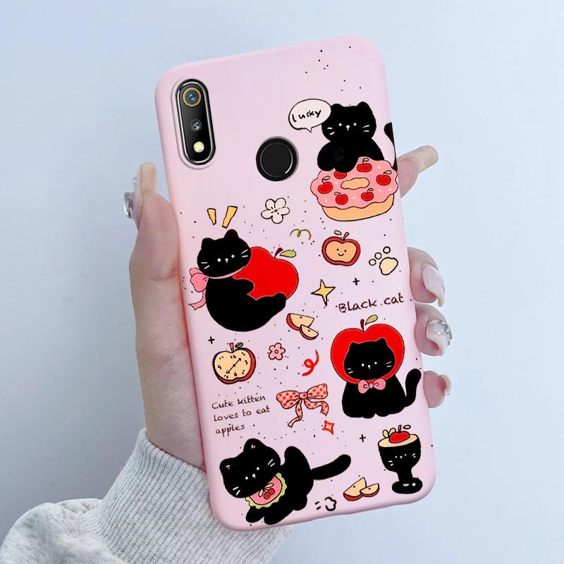 For Realme 3 3i 3Pro Phone Case Butterfly Flower Girl Design Soft Silicone TPU Back Housing for Oppo Realme 3 Realme3 Pro Covers